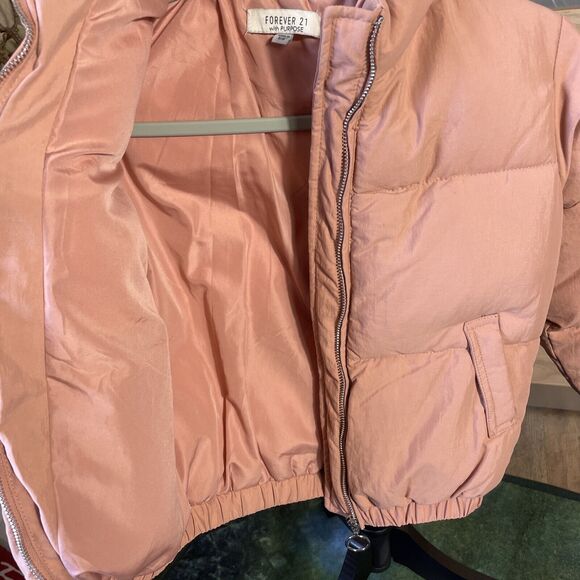FOREVER 21 GIRLS PUFFER JACKET PINK SIZE 5/6 FULL ZIP - Picture 7 of 7